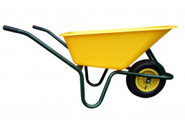 LIVEX talicska 100 l, felfújható kerék, összeszerelt, műanyag teknő, sárga, teherbírás 100 kg
